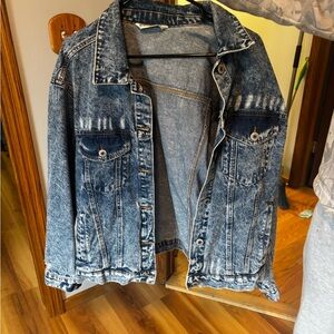 Acid Wash Denim Jacket - Blue